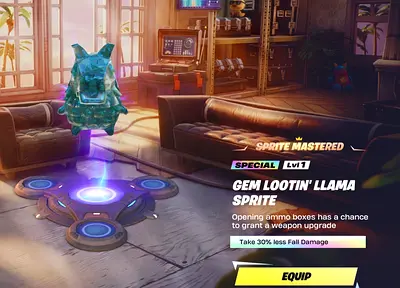 Fortnite In-Game Item Screenshot — Gem Lootin' Llama Sprite-holofoil peeky peely sprite