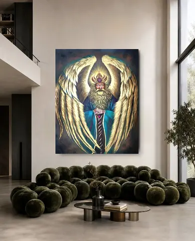 Golden Angel Hand Painted Original Oil Painting with 24k Gold leaf 150x180cm