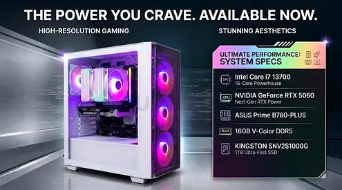 DDR5 Gaming PC | i7 13th | RTX 5060 | 16GB DDR5 RAM | 1TB NVMe SSD