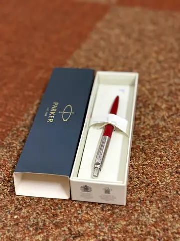 Parker Red Stainless Steel Ballpoint Pen in Original Box
