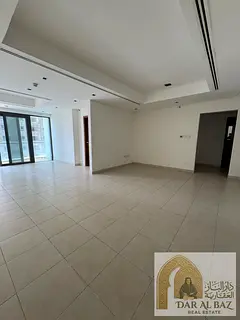 Apartment for annual rent in Al Mamzar. The apartment has two bedrooms, a living room, a maid's room