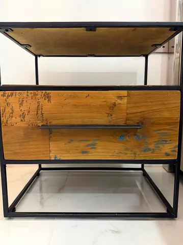 2 industrial/loft style rustic wood finish Side tables