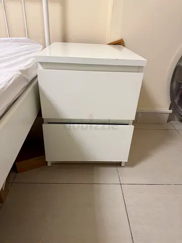 White 2-Drawer Bedside Nightstand - Good Condition