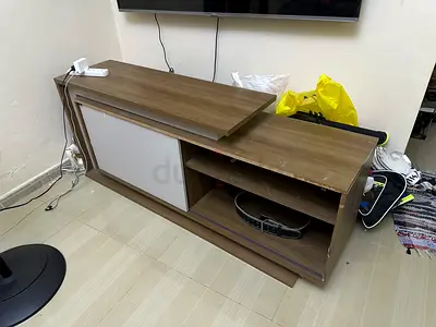 Wooden TV Entertainment Unit - Low Cabinet with Sliding Door