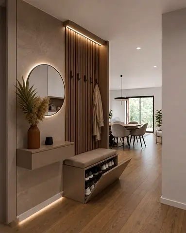 Modern Hallway Entryway Set with Shoe Bench and Coat Rack