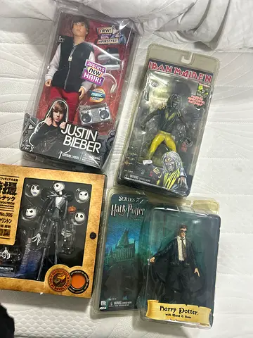 Collection of 4 Action Figure Toys – Justin Bieber, Iron Maiden, Jack Skellington, Harry Potter
