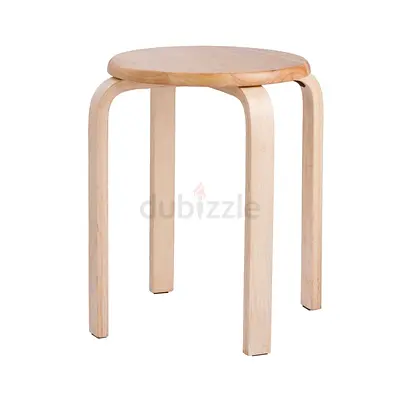 Simple Natural Wood Round Stool - 3-Leg Compact Seat