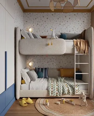 Modern Upholstered Bunk Bed for Kids