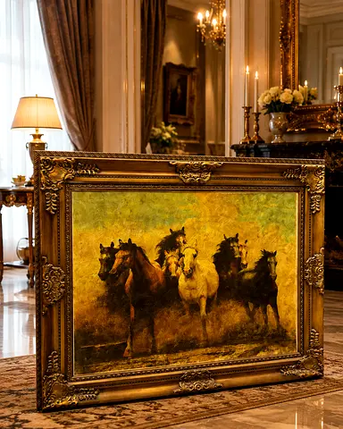 160 x120 solid wood hand painted frame