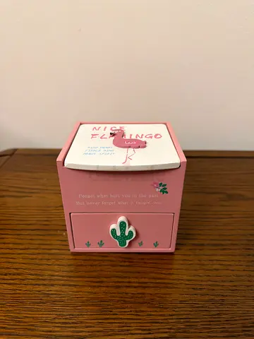 Mini Flamingo Pink Jewelry / Trinket Box - Small Decorative Storage
