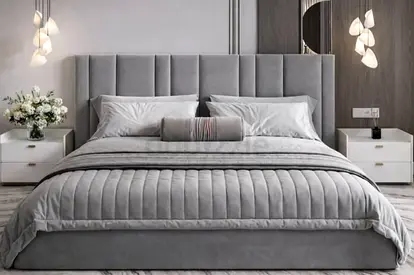New fabric wooden King size 180x200 Bed with Madical Matress Available