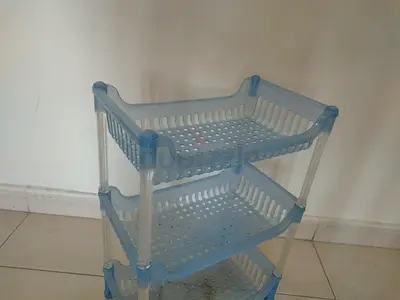 Blue 3-Tier Plastic Storage Rack