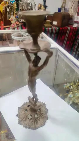 Vintage Brass Figural Candle Holder-8x21cm
