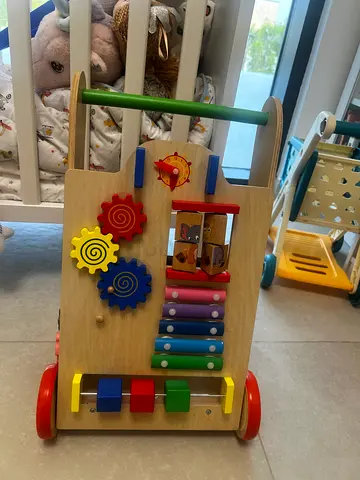 Wooden Activity Push Walker with Gears, Xylophone and Beads - Good Condition
