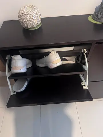 Dark Brown Wooden Shoe Cabinet Storage