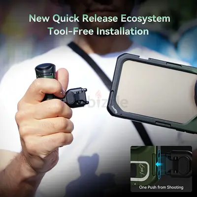 Dual-Handle Smartphone Camera Rig for iPhone 15 Pro Max with Lens Mount