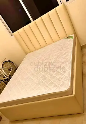 Brend New fabric wooden Queen size 150x190 bed with Madical Matress Available