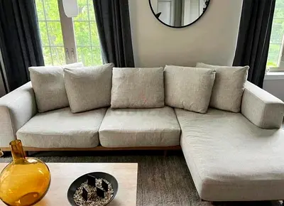 Feather 🪶 filled West Elm New Port L Shape Sofa Like new Condition