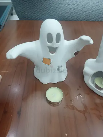 Ceramic Halloween Ghost Candle Holder - Used, Good Condition