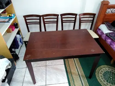 Solid Wood Dining Table with 4 Chairs - Used, Good Condition