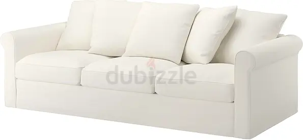White 3-Seater Fabric Sofa bed with Cushions - Good Condition