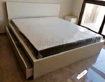IKEA Malam king size 180×200cm bed frame with IKEA mattress and 2 big storage drawers underneath is