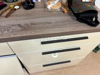 IKEA three-drawer chest in white with wood top - good condition