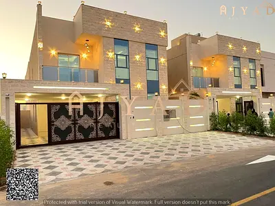 For rent: first occupancy villa in Al Yasmin Ajman, 2 floors and roof, majlis and living room, 5 ma