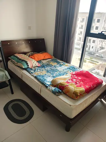 Queen wooden bed frame with mattress - good condition