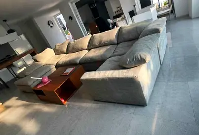 Selling great condition Pan Emirates Pianca corner feather filled sofa with footstool 6 Piece