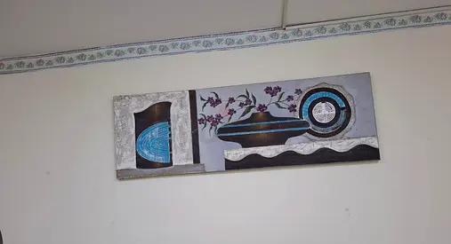 Modern Abstract Wall Art Panel - Blue & Silver