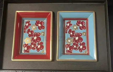 Patek Philippe Limoges Limited Edition Set of 2 Decorative Ceramic Trays - Floral Design