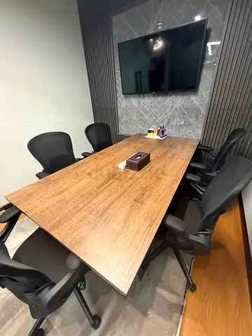 Wooden Conference Table with 6 Office Chairs - Good Condition