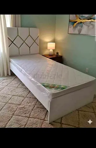 Single white bed frame with mattress - like new