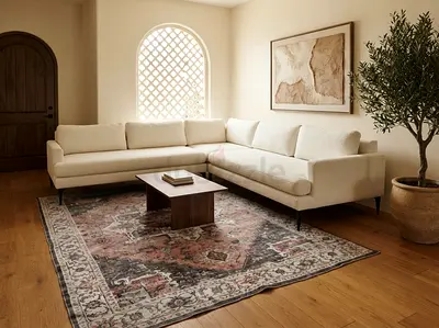 West Elm Corner Sofa Beige Excellent Condition