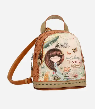 Small Anekke Printed Mini Backpack - Cute Cartoon Design