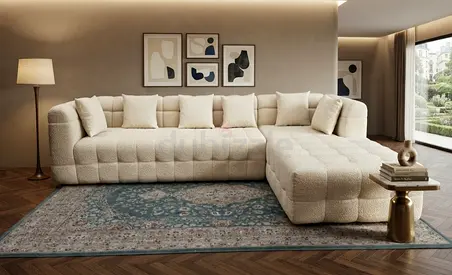 Luxurious & Brand New: Cream Bouclé Modular L-Shape Sofa (Pristine Condition)