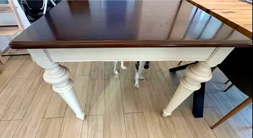 Two Tone Antique looking solid Wood Dining Table. paid usd$3000