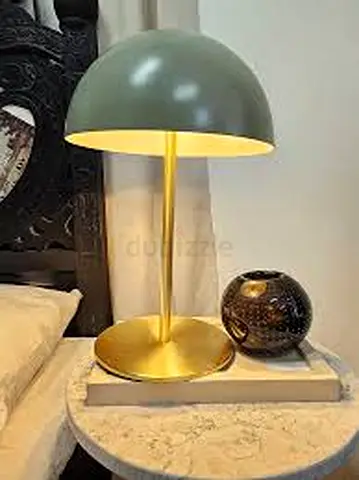 La brocante designer brass lamp - Olive Green Dome Shade