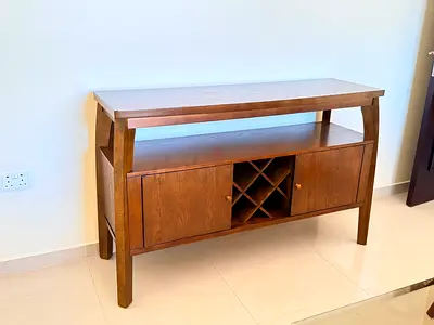 Solid Wood Sideboard with Wine Rack - Good Condition