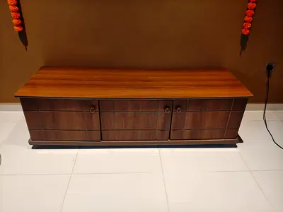 Vintage low wooden sideboard / TV unit - solid wood finish