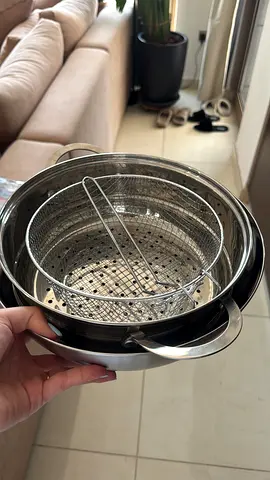 Stainless Steel Multipurpose Cooking Pot with Steamer and Fry Basket