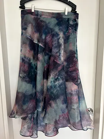 COAST Lightweight watercolor-print chiffon skirt, size L