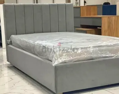 Grey Upholstered Bed frame queen size new
