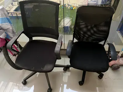 Two black office swivel chairs - used, good for home/office