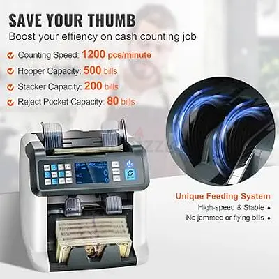 High-speed Currency Counter and Counterfeit Detector - 1200 pcs/min