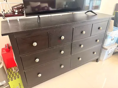Dark Wood 8-Drawer Dresser / TV Cabinet - Good Condition