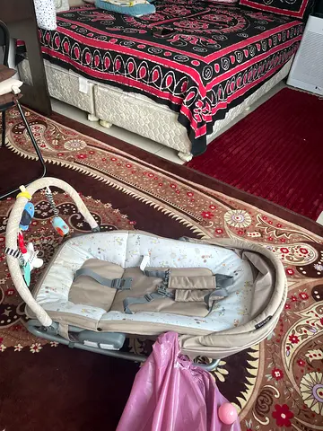 Used Graco Baby Rocker / Bouncer with Toy Bar - Beige