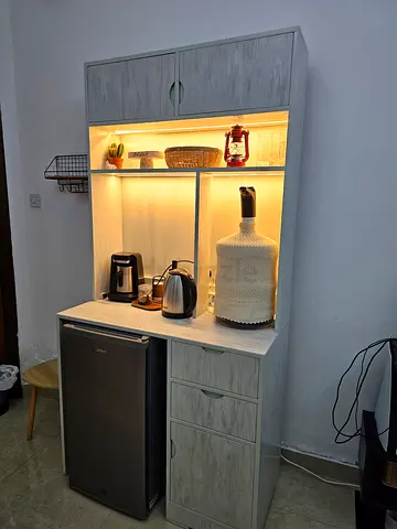 Modern Coffee Bar Cabinet with Built-in LED Lighting