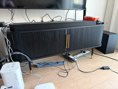 Luxury Black Fluted TV Unit - 225 cm